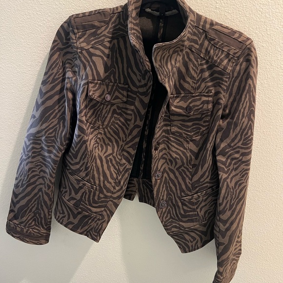 White House Black Market Jean Zebra Jacket size 4 - Picture 2 of 9